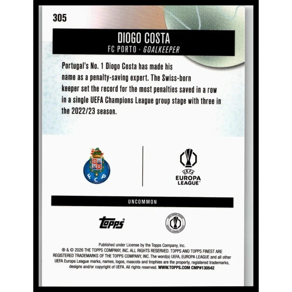 2025-26 Finest UEFA Diogo Costa #305 Porto Uncommon
